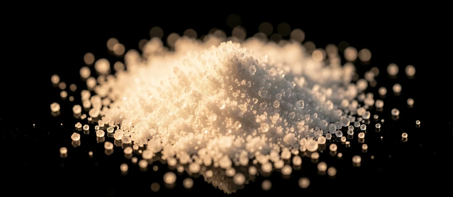 Crystalline vitamin powder macro photography