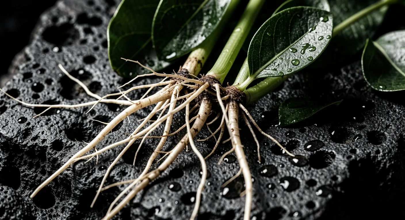 Botanical ingredients on dark stone